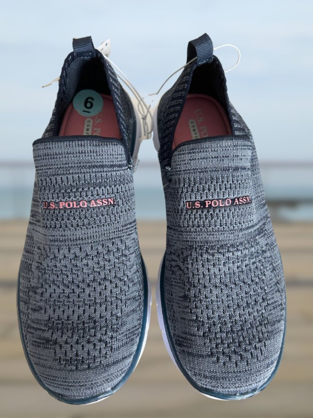 U.S. Polo Assn. Navy Knit Slip-On Sneakers | Size 6 | Lightweight Comfort